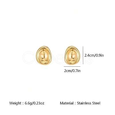 Irregular Oval 304 Stainless Steel Stud Earrings for Women AM9832-1