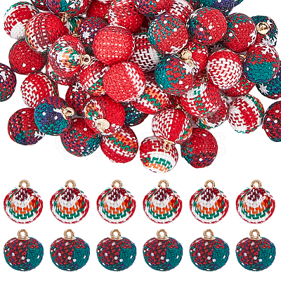 SUPERFINDINGS 64Pcs 2 Colors Cotton Covered Aluminum Fabric Pendants FIND-FH0003-95-1