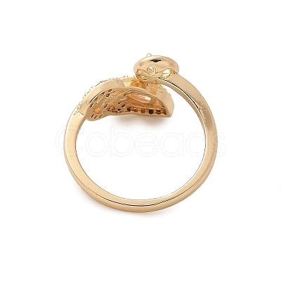 Leaf Brass Micro Pave Cubic Zirconia Cuff Ring Setting KK-A244-01G-G-1