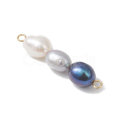 Natural Cultured Freshwater Pearl Potato Beaded Connector Charms PALLOY-JF04985-1