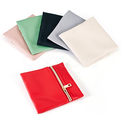 6Pcs 6 Colors Imitation Leather Jewelry Storage Zipper Bags ABAG-TA0001-66B-1