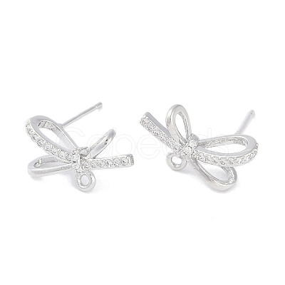 Left and Right Brass Pave Clear Cubic Zirconia Stud Earring Findings LS-KK-F875-02P-1