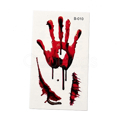 10Pcs 10 Style Halloween Horror Realistic Bloody Wound Scar Removable Temporary Water Proof Tattoos Paper Stickers AJEW-G048-03-1