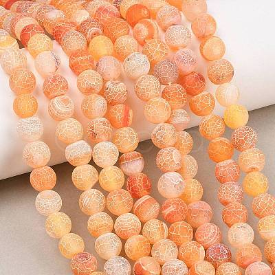 Frosted Natural Agate Beads Strands G-F367-8mm-03-1