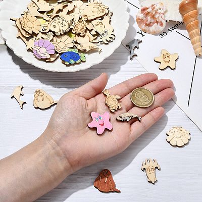50 Pcs Unfinished Blank Wooden Slices for Painting Arts WOOD-CJC0011-17B-1