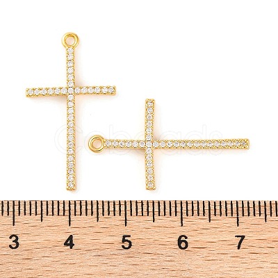 Brass Micro Pave Clear Cubic Zirconia Pendants KK-U017-09F-G-1