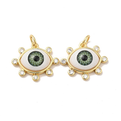 Brass Micro Pave Clear Cubic Zirconia Pendants ZIRC-E006-04G-05-1