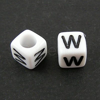 Letter Acrylic European Large Hole Beads X-OPDL-R050-10mm-W-1