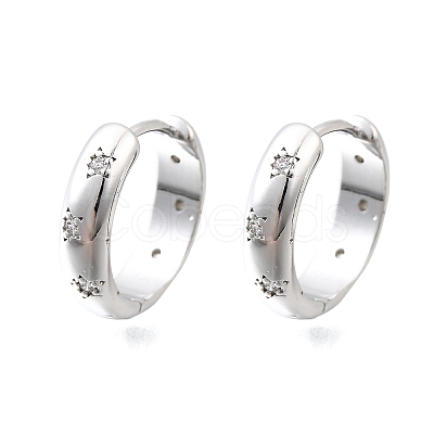 Brass Micro Pave Clear Cubic Zirconia Hoop Earrings EJEW-Z121-01P-1