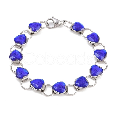 304 Stainless Steel and Glass Link Chain Bracelets for Women GL-T001-01A-1