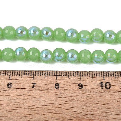 Electroplate Imitation Jade Glass Beads Strands EGLA-Q132-6MM-01B-08-1