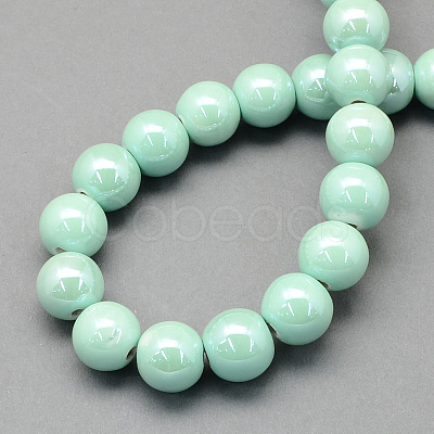 Glazed Porcelain Round Beads PORC-S489-6mm-02-1