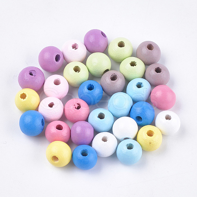 Dyed Natural Beech Wood Beads X-WOOD-T015-42-1