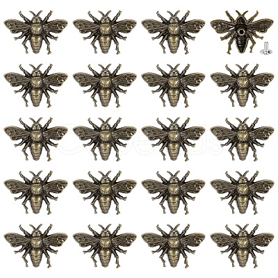 20Pcs Zinc Alloy Bees Decorative Rivets FIND-PH0062-14AB-1