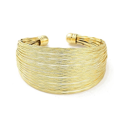 Brass Multi Lines Cuff Bangles BJEW-D039-01G-1