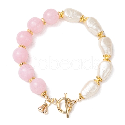 Imitation Gemstone & ABS Imitation Pearl Acrylic Beaded Bracelets for Women BJEW-JB12157-03-1