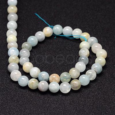 Natural Aquamarine Beads Strands G-P132-10-6mm-1