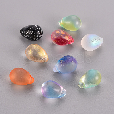 Transparent Spray Painted Glass Charms GLAA-T016-37-1