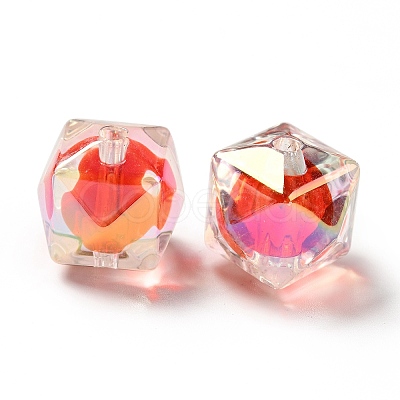 Two Tone UV Plating Rainbow Iridescent Acrylic Beads TACR-D010-02F-1