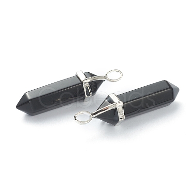 Natural Obsidian Pointed Pendants G-M378-01P-A17-1