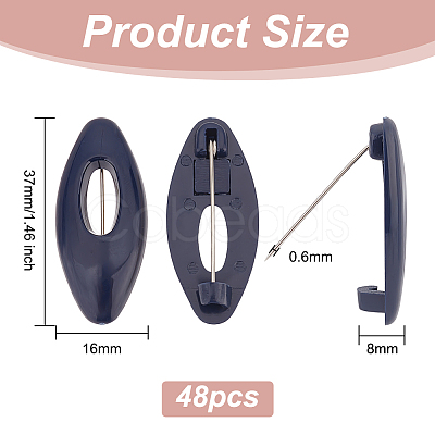 48Pcs Hollow Oval Plastic Cover Scarf Safety Pin JEWB-WH0023-58P-1