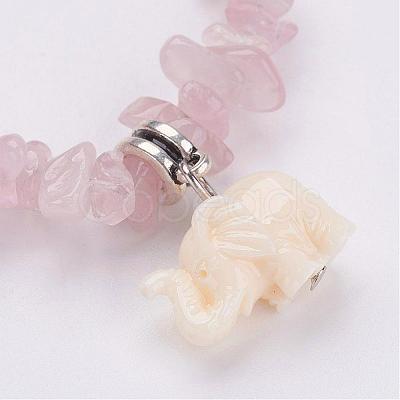 Resin Elephant Charm Bracelets BJEW-JB02911-01-1