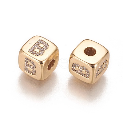 Brass Micro Pave Cubic Zirconia Beads KK-K238-16G-B-1