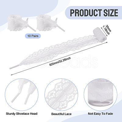 10 Pairs Polyester Lace Shoelaces AJEW-TA0003-14D-1