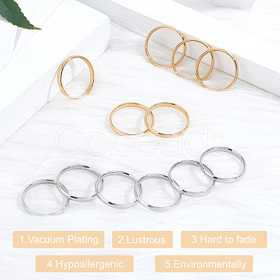 304 Stainless Steel Flat Plain Band Rings STAS-UN0014-93-1