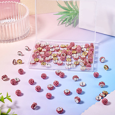 120Pcs 4 Styles Pave Disco Ball Beads RB-TA0001-16-1