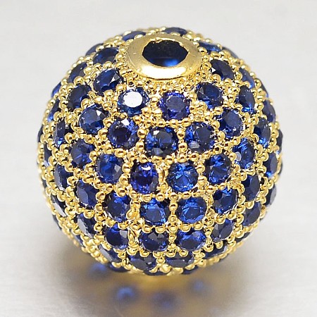CZ Brass Micro Pave Cubic Zirconia Round Beads ZIRC-L017-8mm-09G-1