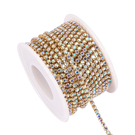 Brass Rhinestone Strass Chains CHC-T001-SS10-02C-1