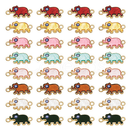 48Pcs 8 Colors Alloy Enamel Elephant Connector Charms ENAM-TA0001-80G-1