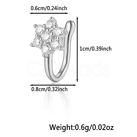 925 Sterling Silver Pave Clear Cubic Zirconia Nose Rings WG4393-10-1