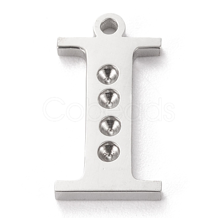 Tarnish Resistant 304 Stainless Steel Letter Pendant Rhinestone Settings STAS-J028-01I-1