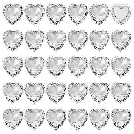 30Pcs Brass with Glass Sew on Rhinestone FIND-FG0004-73A-1