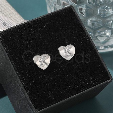 Rack Plating Brass Micro Pave Clear Cubic Zirconia Stud Earrings EJEW-K299-01P-K-1