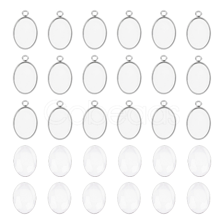 20Pcs 304 Stainless Steel Pendant Cabochon Settings STAS-UN0042-65-1
