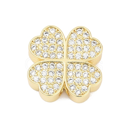 Brass Micro Pave Cubic Zirconia Beads KK-H203-09G-1