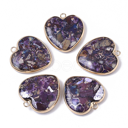 Assembled Synthetic Gold Line Regalite/Imperial Jasper/Sea Sediment Jasper Pendants G-S366-037B-1