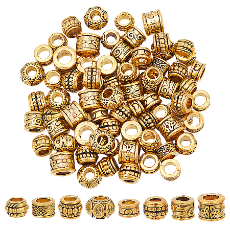 80Pcs 8 Styles Tibetan Style European Beads DIY-NB0012-43D-1