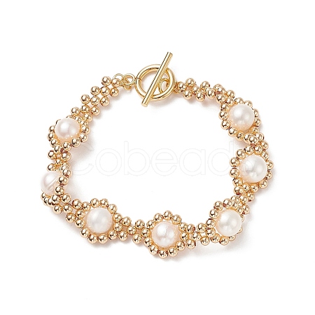 Natural Pearl Beaded Bracelet BJEW-JB09079-1