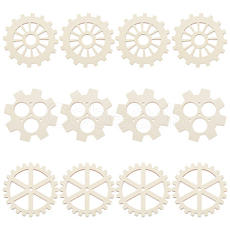 12Pcs 3 Style Unfinished Wood Slices WOOD-OC0002-78-1