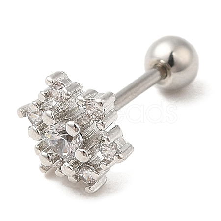 Brass Micro Pave Clear Cubic Zirconia Stud Earrings EJEW-L265-04P-1