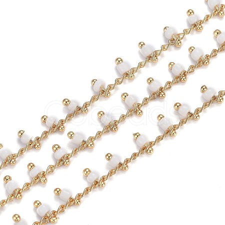 Brass Handmade Glass Beaded Chains CHC-F012-01B-1
