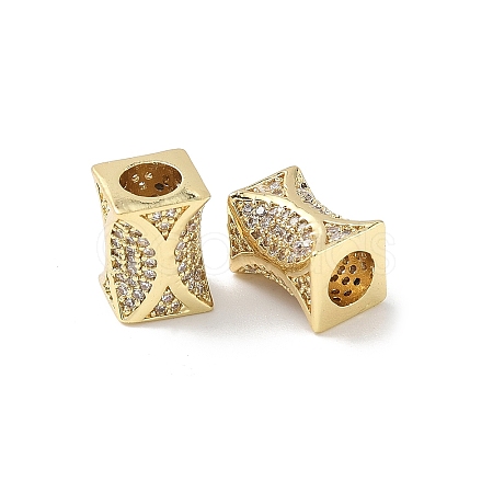 Brass Micro Pave Clear Cubic Zirconia European Beads KK-C104-02G-1