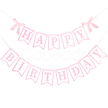 Word Happy Birthday Paper Card & Satin Bowknot Hanging Banners FEPA-WH0008-002-1