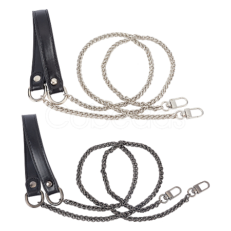 2Pcs 2 Colors Alloy Byzantine Chain & PU Leather Bag Strap FIND-WR0001-49-1
