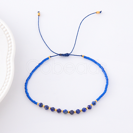 2mm Faceted Natural Blue Spot Jasper Beaded Braided Adjustable Bracelets for Women PF2854-8-1