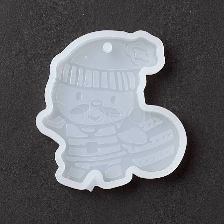 Christmas Theme DIY Santa Claus Pendant Silicone Statue Molds DIY-K054-14-1